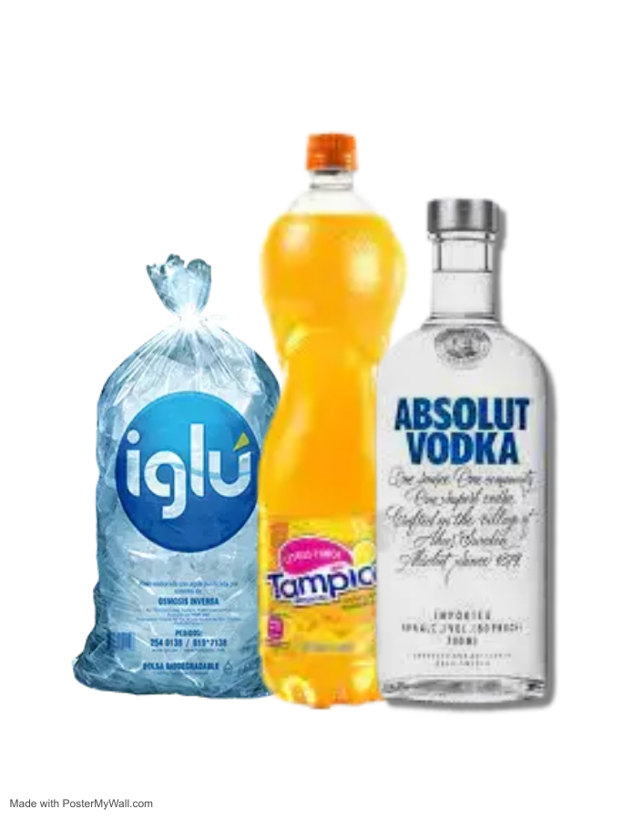 VODKA ABSOLUT CLASICO 750ML + TAMPICO 1,5LT + HIELO IGLU 1.5KG